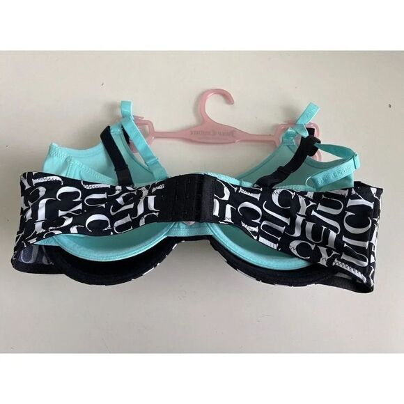 Juicy Couture Sleek & Smooth 2 Pack Bra JC3819 Lined Sz 40D Black Teal NEW - Picture 6 of 7